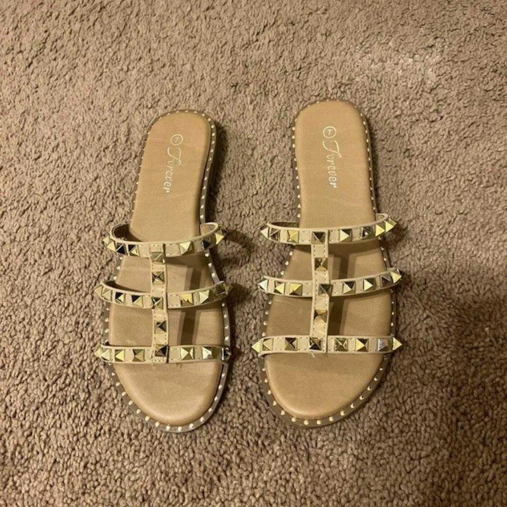 Forever Brand Gold Spike Sandals